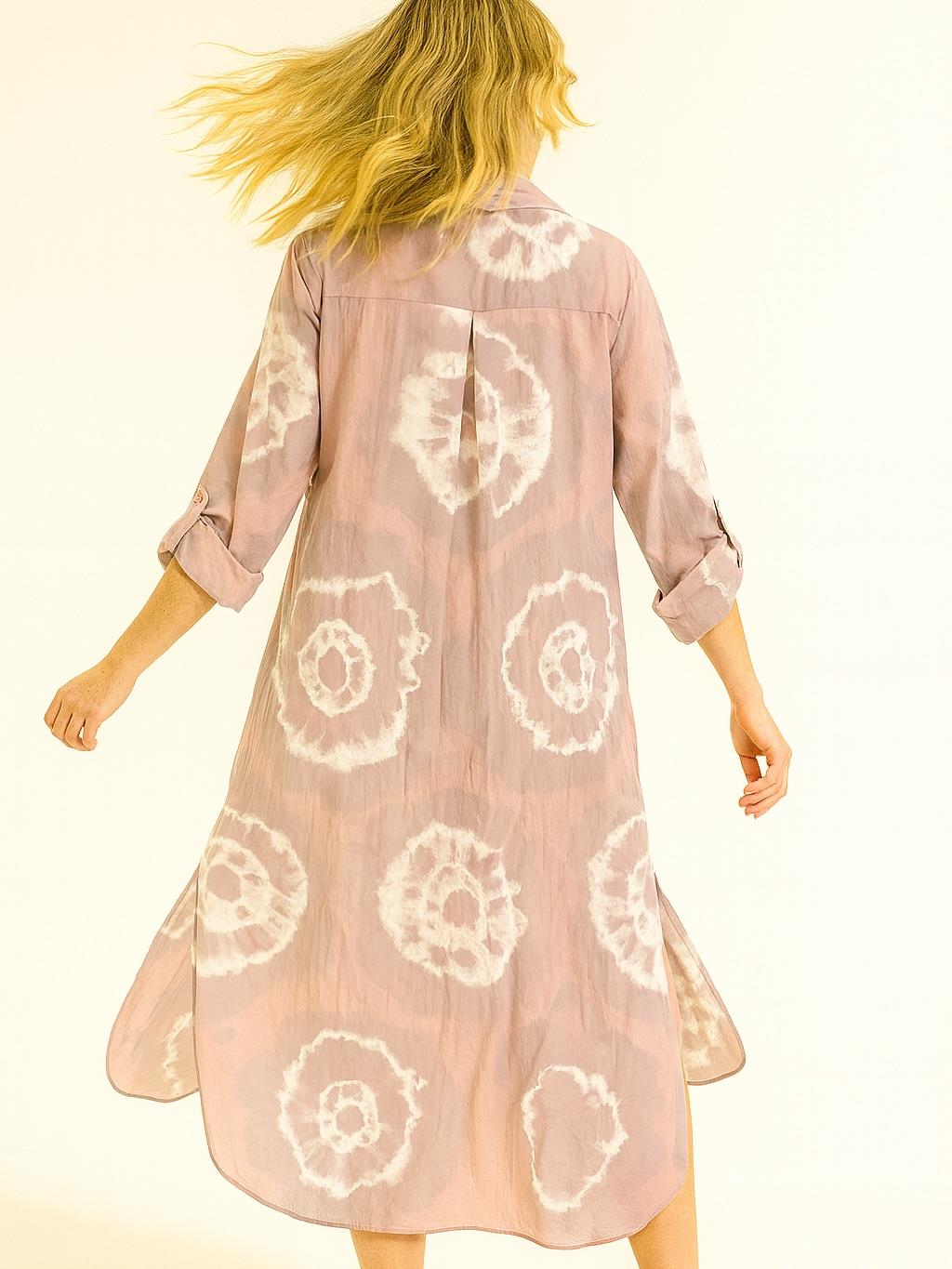 İtalyan Pamuk Dalga Desen Elbise - PUDRA