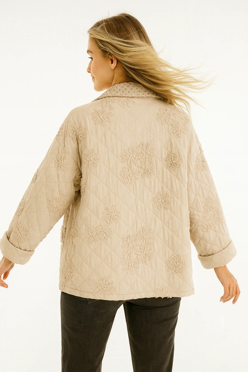 İtalyan Tasarım Kapitone Ceket - BEJ