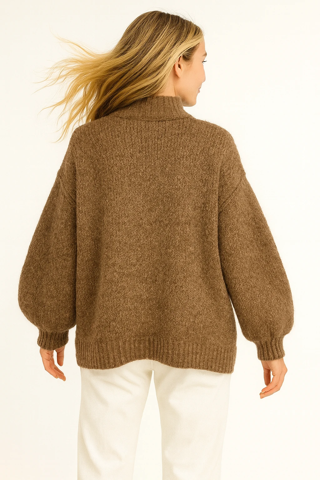 İtalyan Balıkçı Yaka Yün Kazak - KAHVE