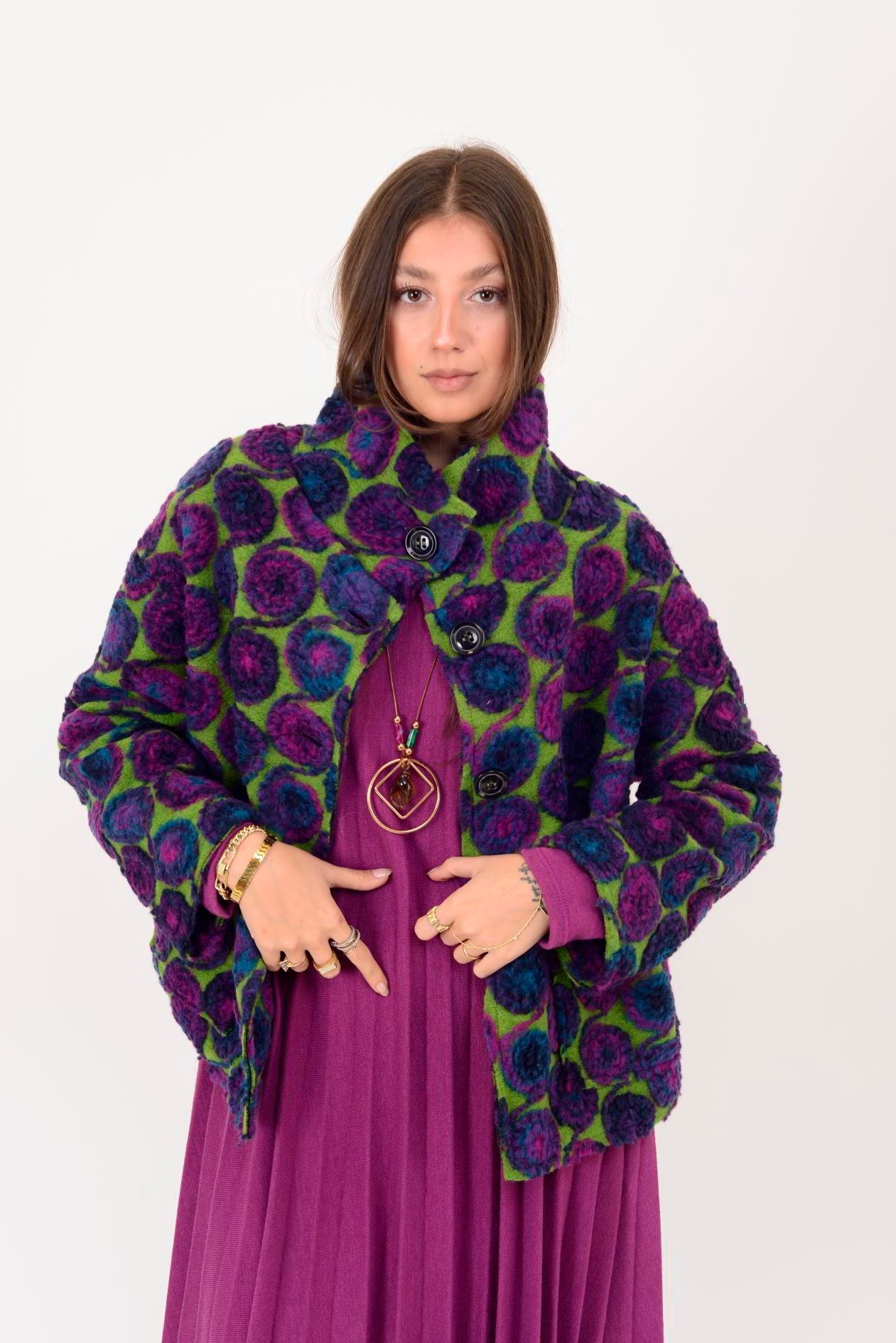 İtalyan Cep Detaylı Keçe Ceket - MOR