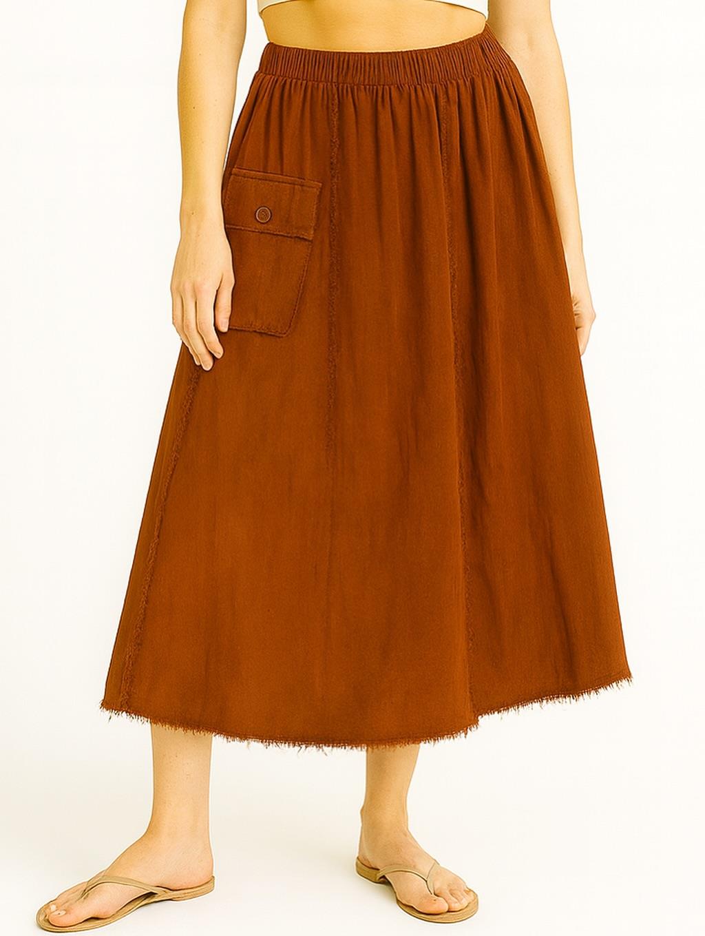 İtalyan Kadife Cepli Etek - TARÇIN