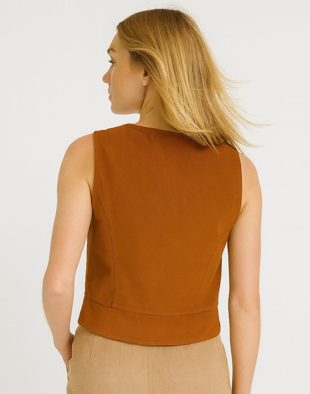 italyan Kısa Kadife Yelek - TARÇIN