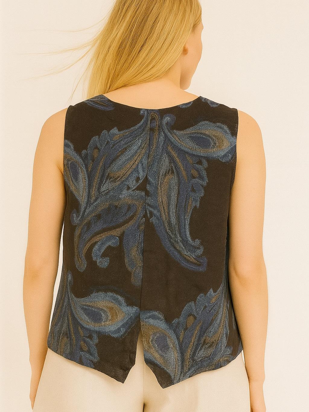 İtalyan Keten Yelek - SİYAH