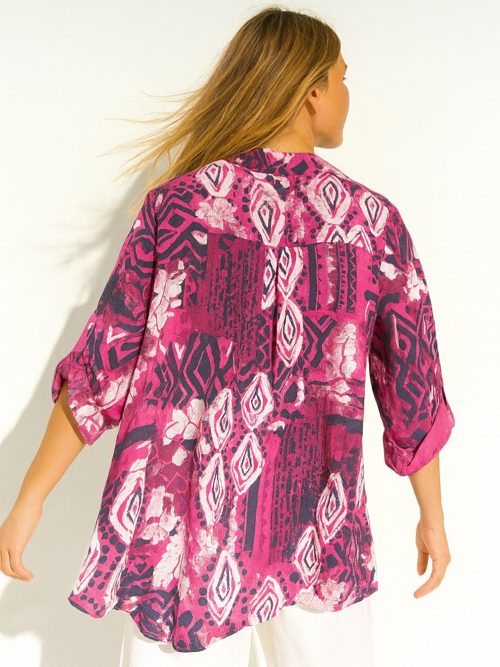 İtalyan Pamuk Keten Gömlek - FUŞYA