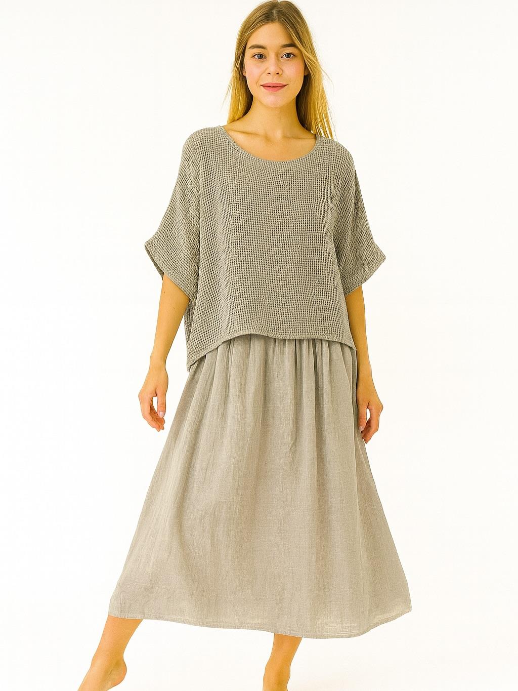 İtalyan File Elbise - VİZON