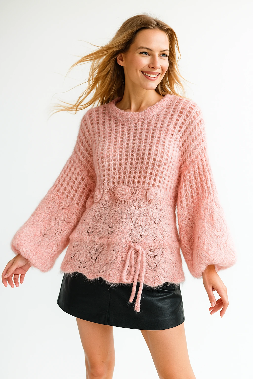 İtalyan Tasarım Triko Bluz - PUDRA PEMBE