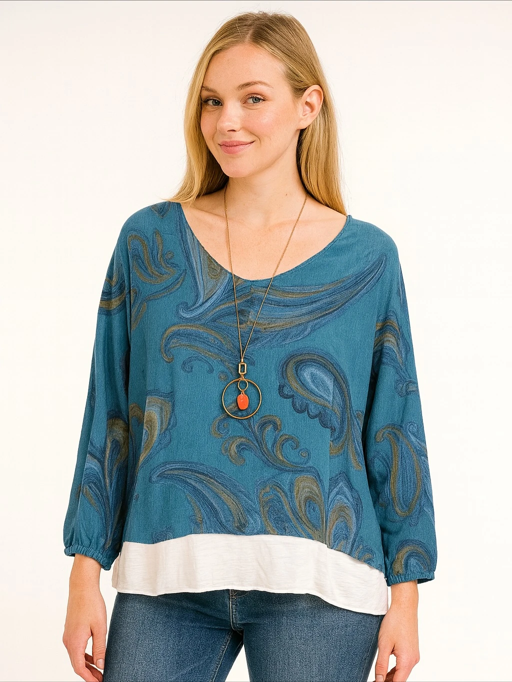 İtalyan İkili Desenli Triko Takım - TURKUAZ