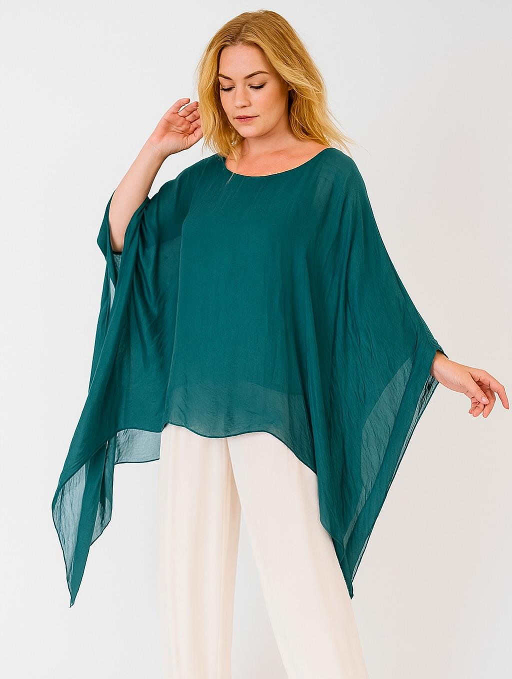 İtalyan İpek Bluz - ZÜMRÜT YEŞİLİ