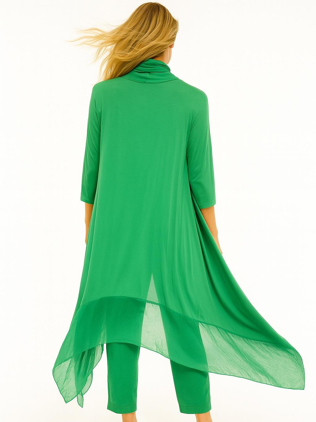 İtalyan Şal Yaka Tunik - ÇİMEN YEŞİLİ