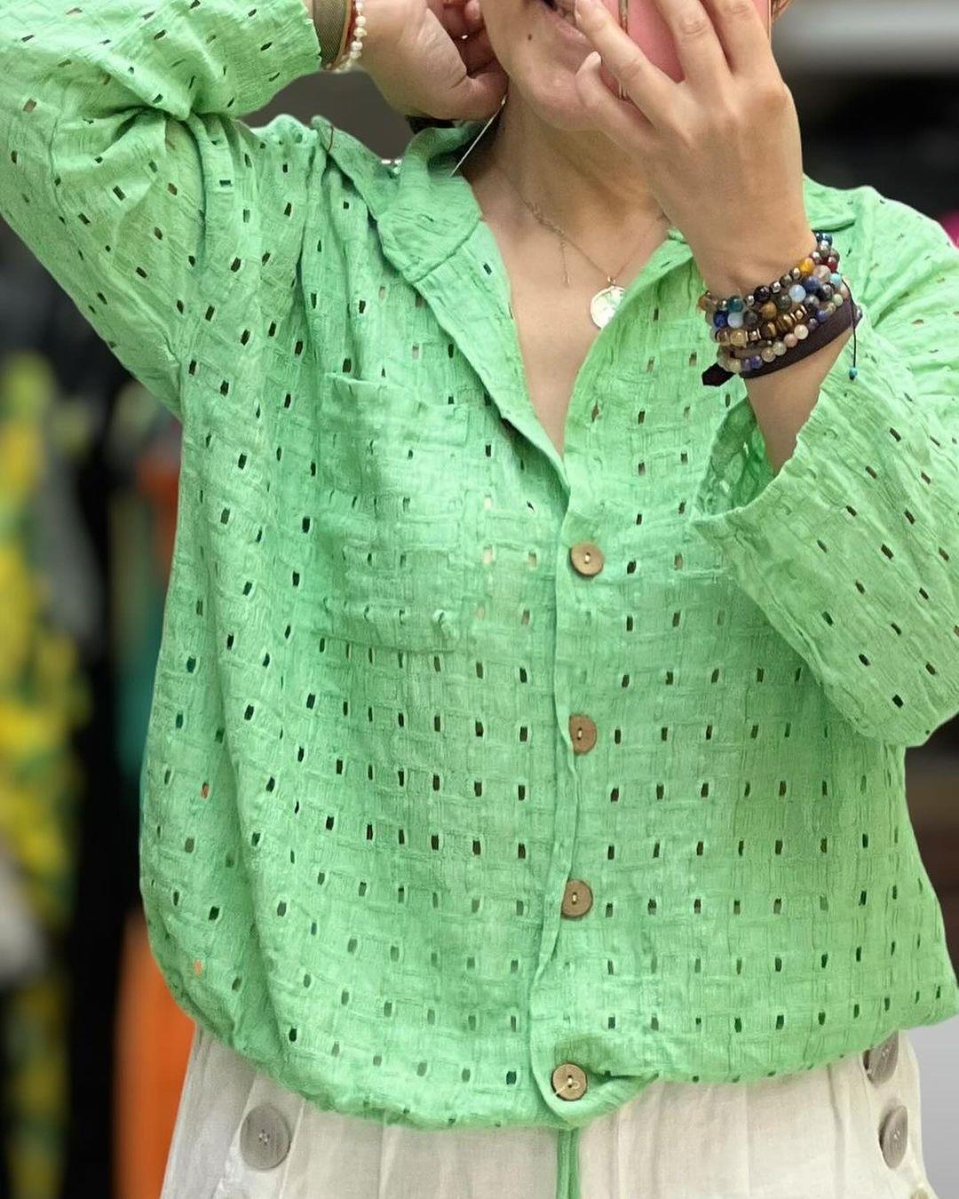 İtalyan Pamuklu Gömlek - YEŞİL