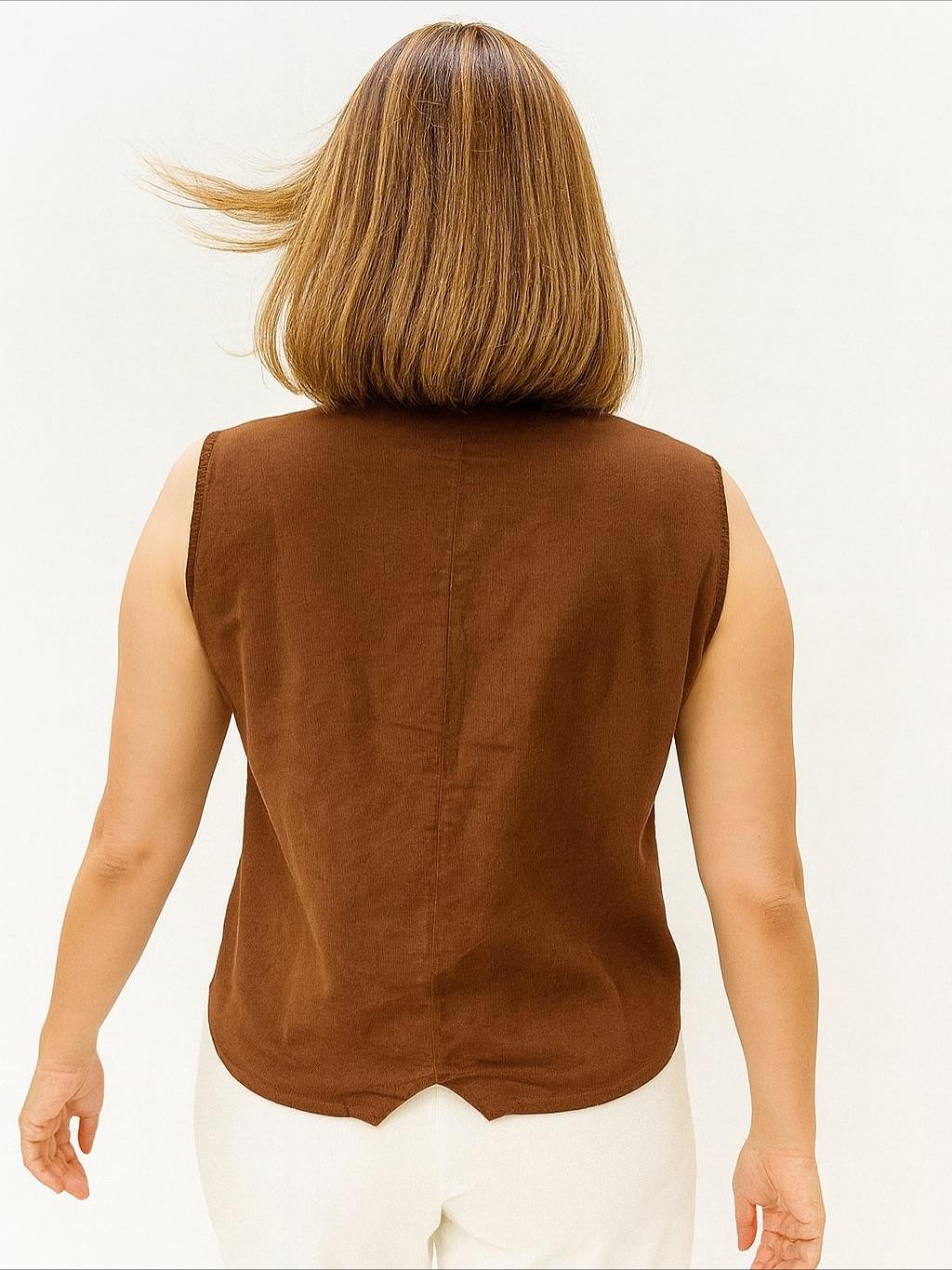 İtalyan Kadife Yelek - AÇIK KAHVE