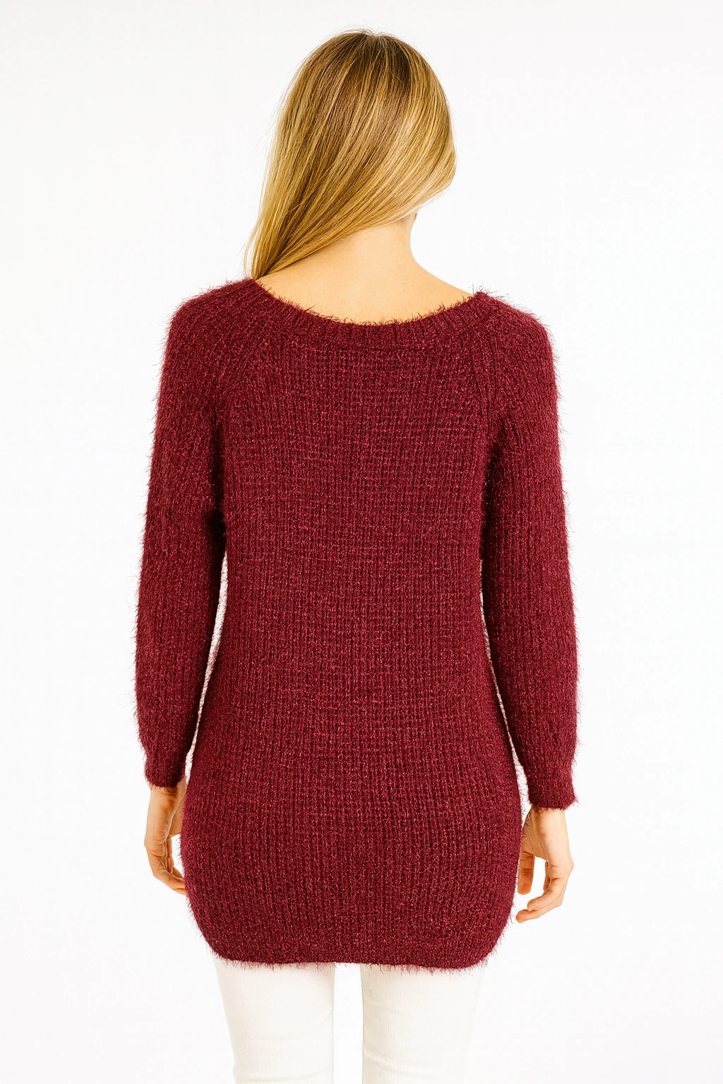 İtalyan Geniş Yaka Triko Kazak - BORDO