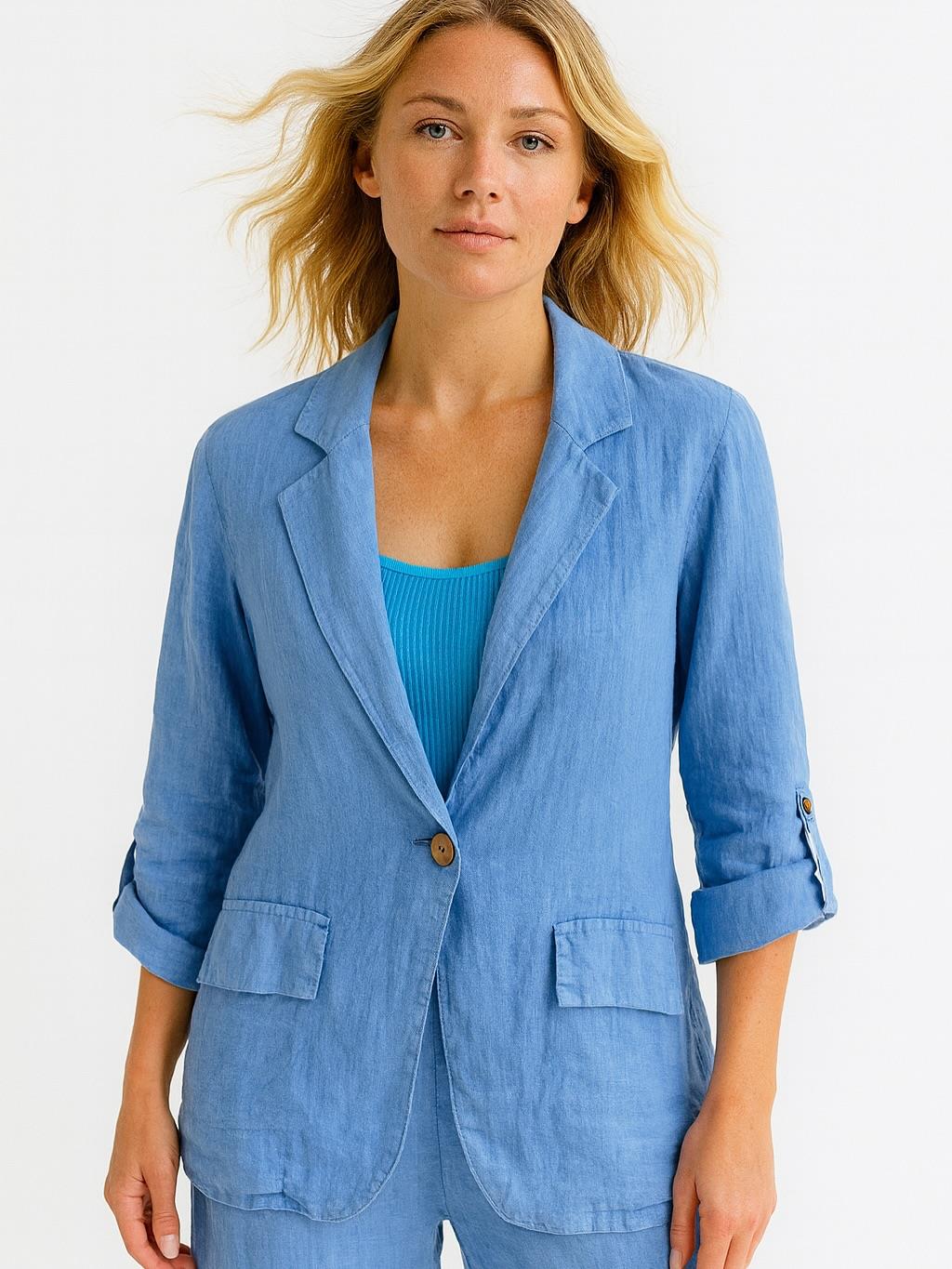 İtalyan Keten Ceket - MAVİ