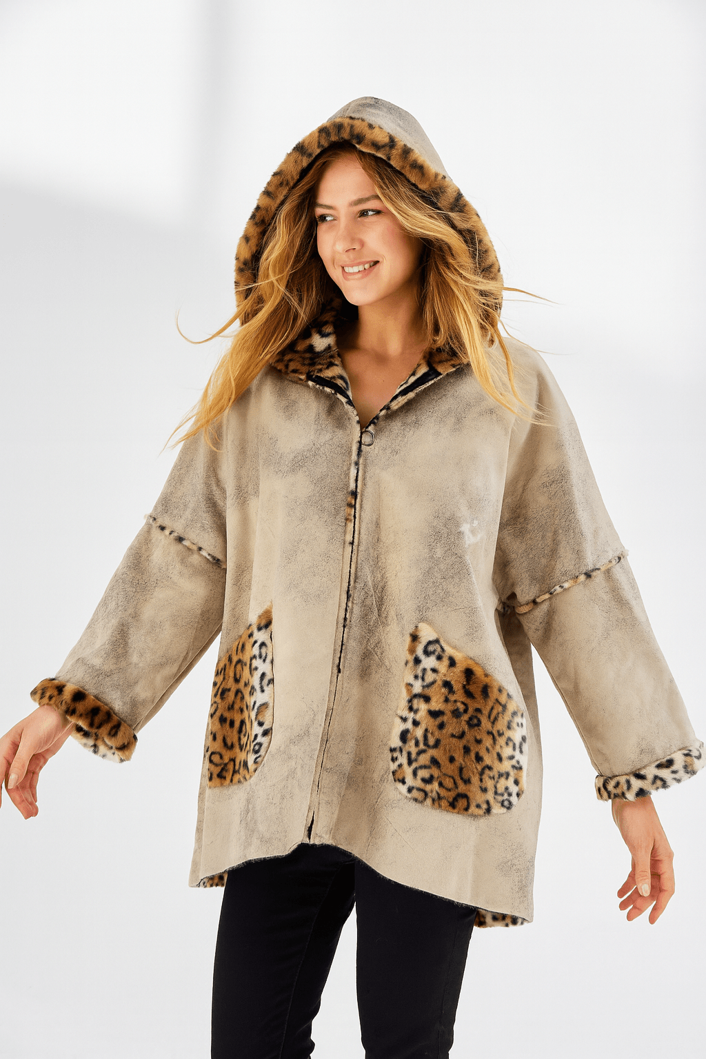 İtalyan İçi Kürklü Kısa Kaban - BEJ