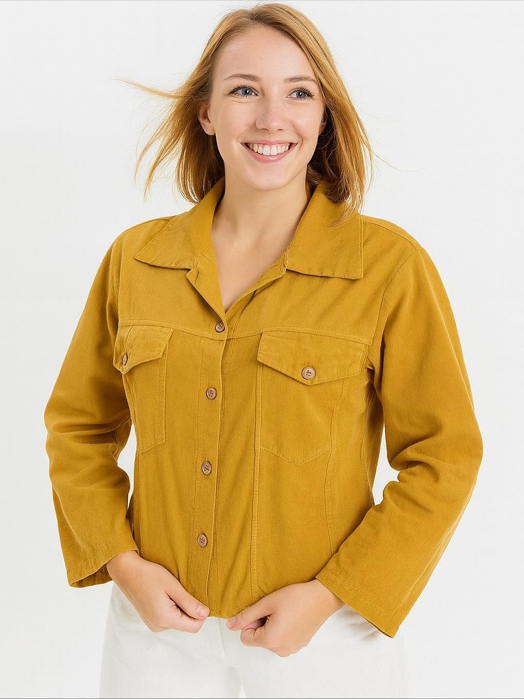 İtalyan Kadife Gömlek - HARDAL