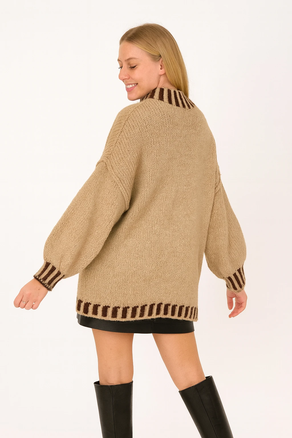 İtalyan Balıkçı Yaka Kazak - BEJ