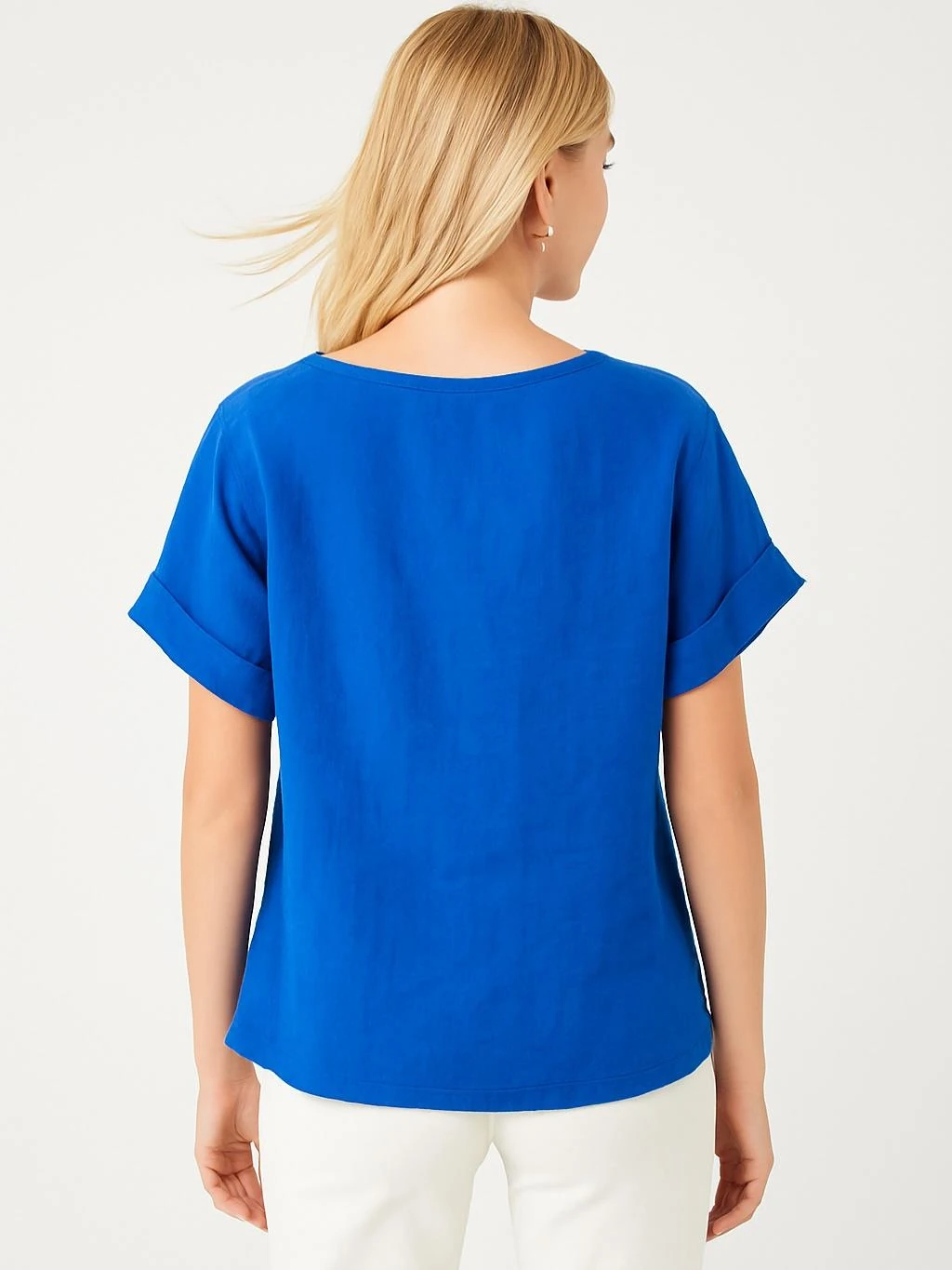 İtalyan Keten Bluz - SAKS MAVİ