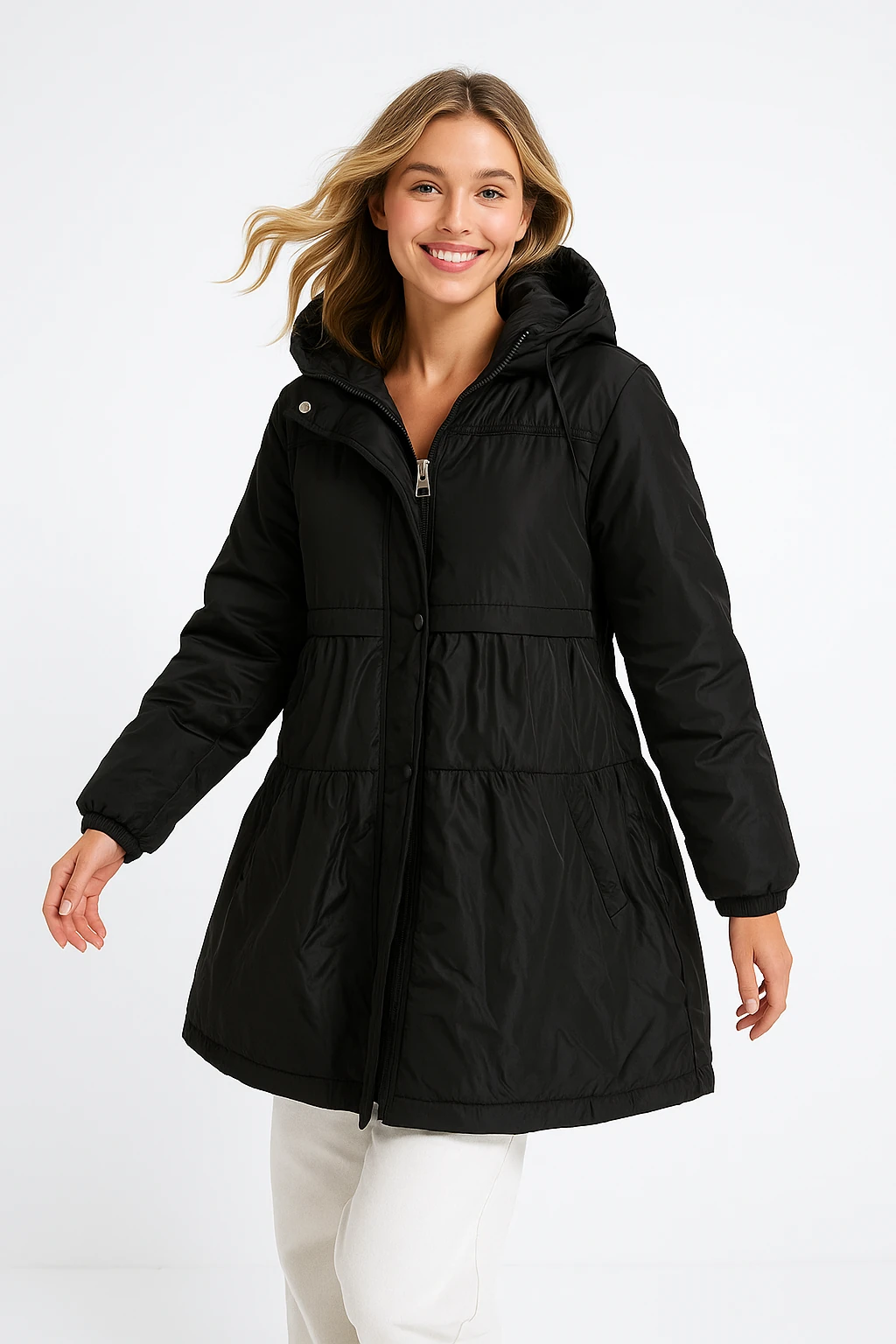 İtalyan Beli Lastikli Mont - SİYAH