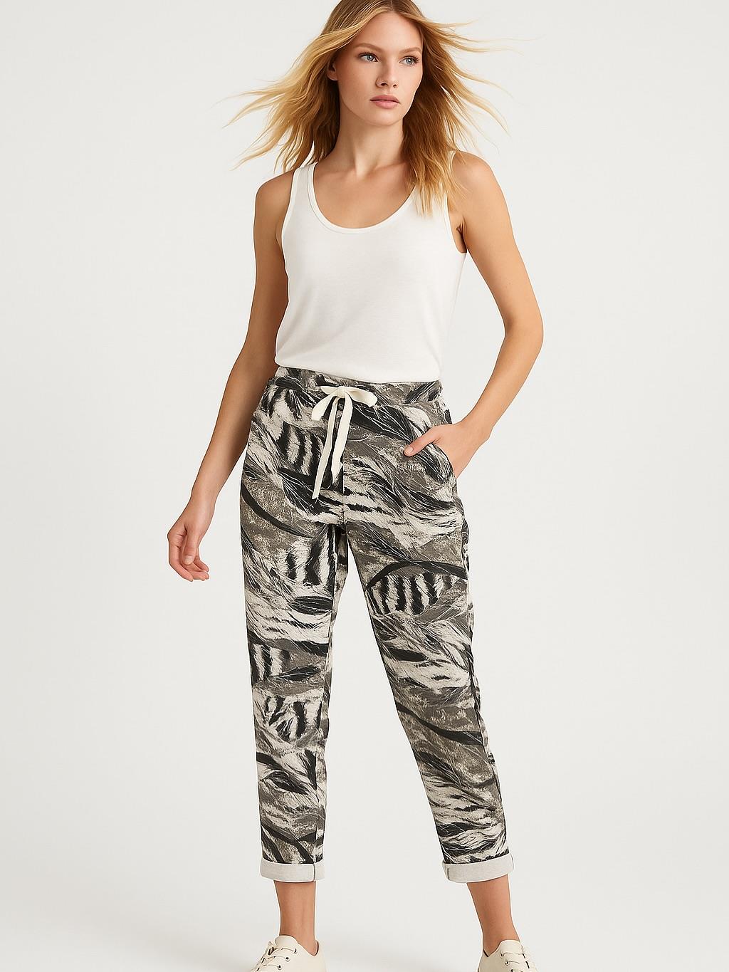 İtalyan Likralı Pantolon - BEYAZ