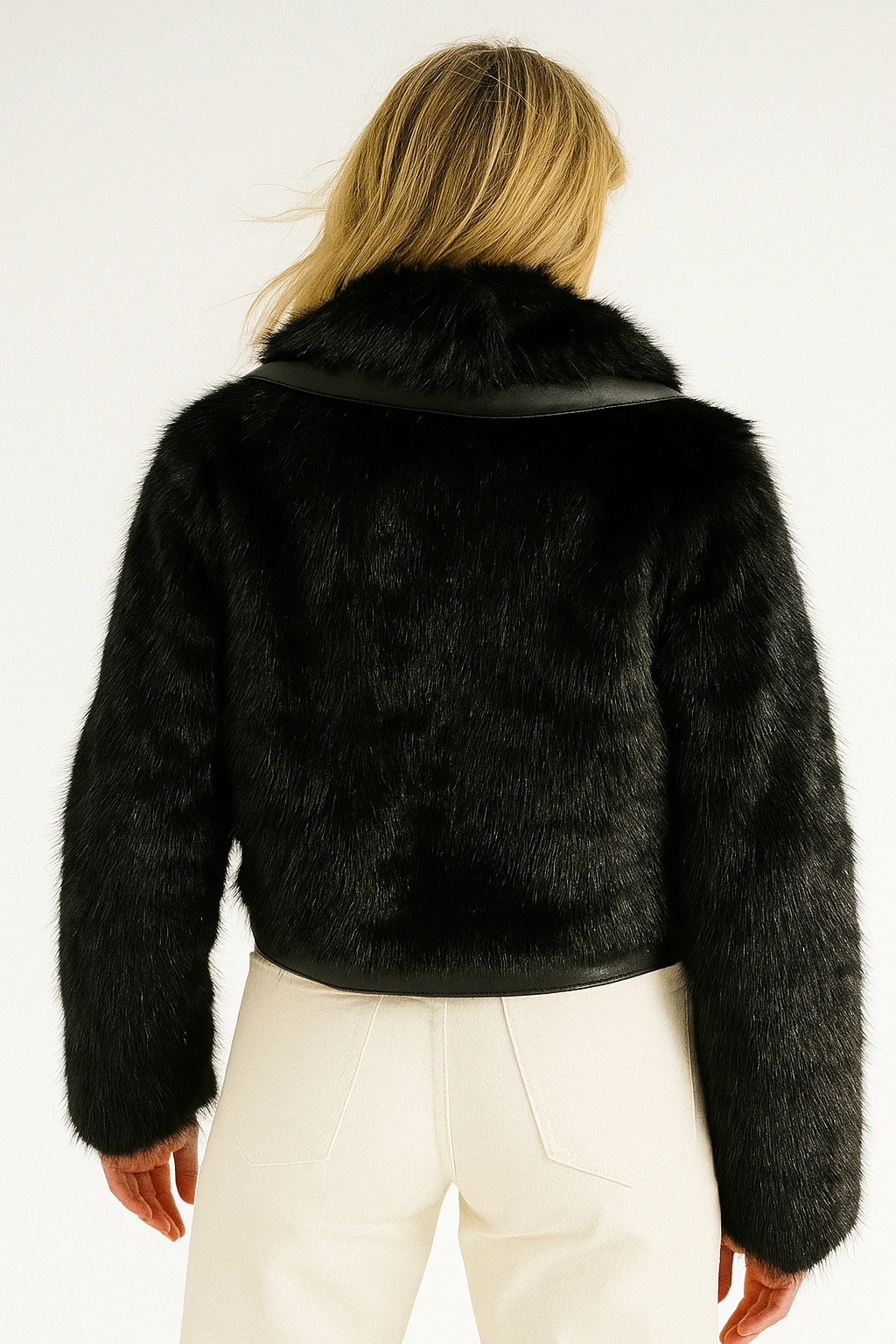 İtalyan Kısa Kürk Ceket - SİYAH