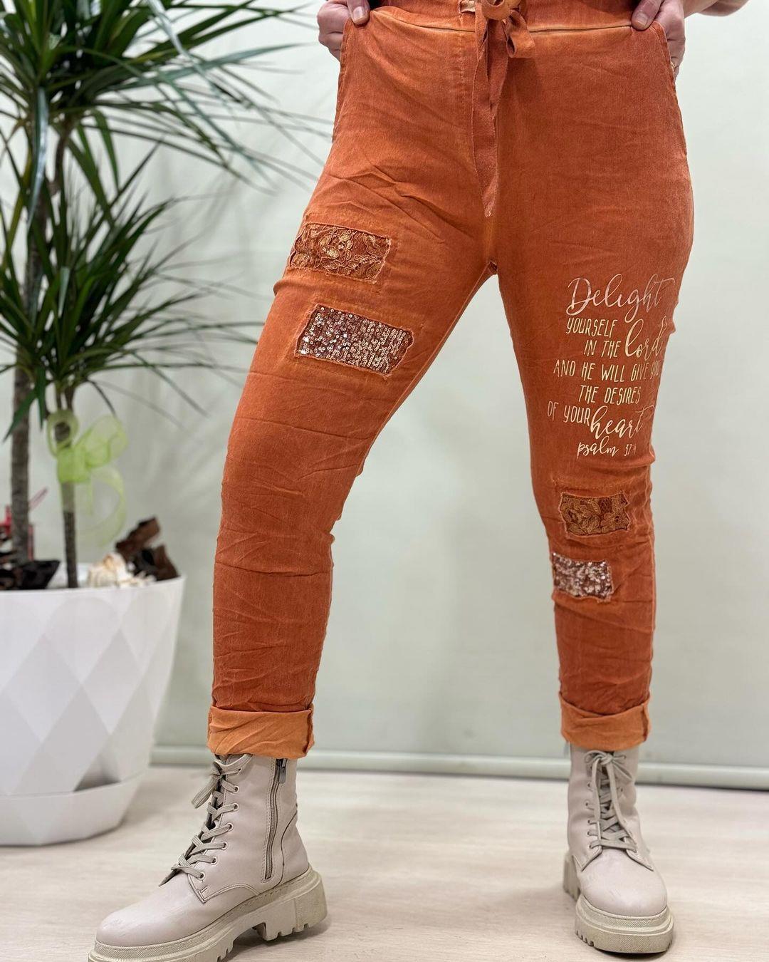 İtalyan Likralı Pantolon - TURUNCU