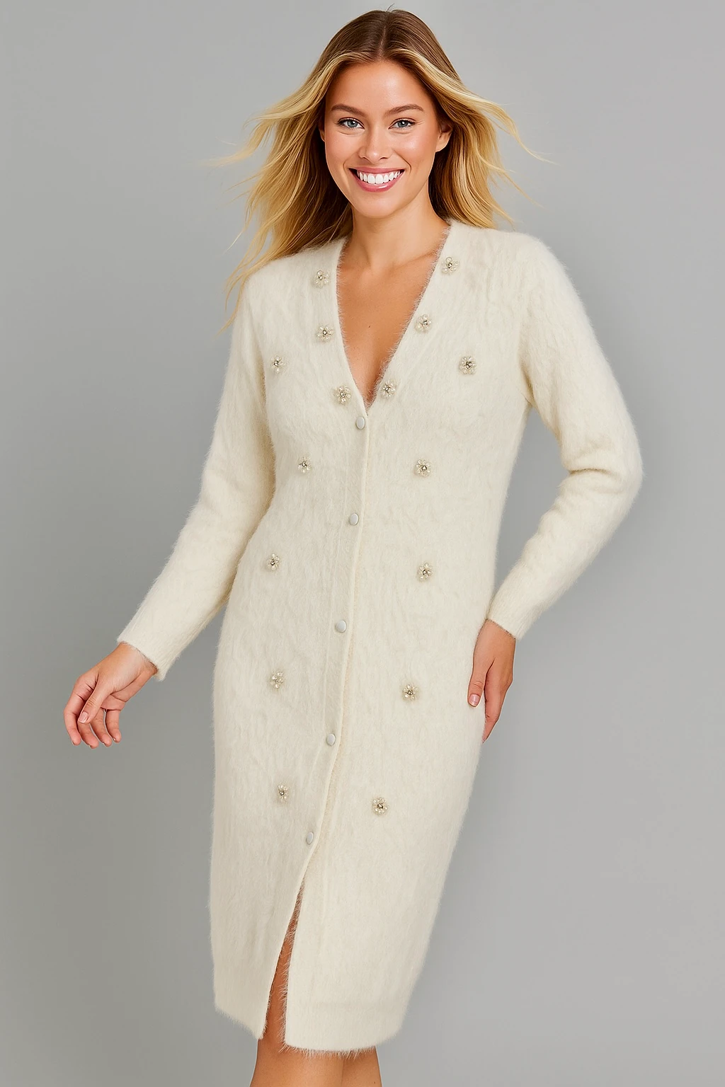 İtalyan Angora Hırka - BEYAZ