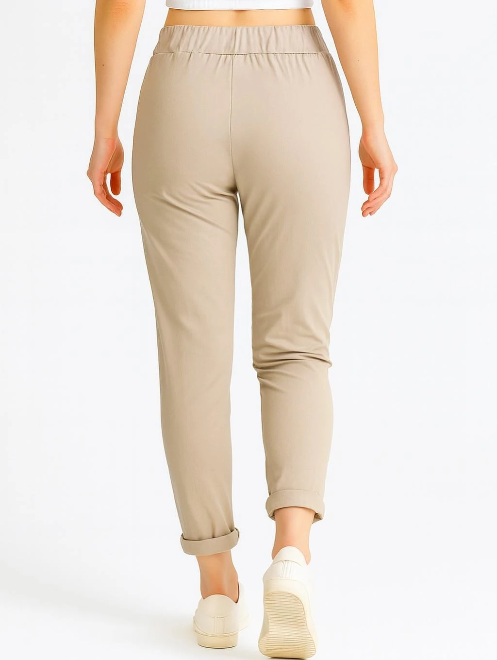 İtalyan Pul Payet Detaylı Likralı Pantolon - BEJ