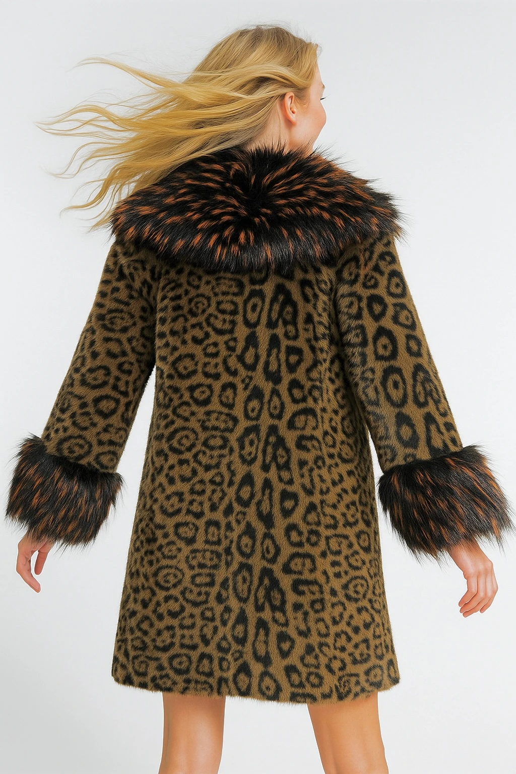 İtalyan Leoparlı Kürk - KAHVERENGİ