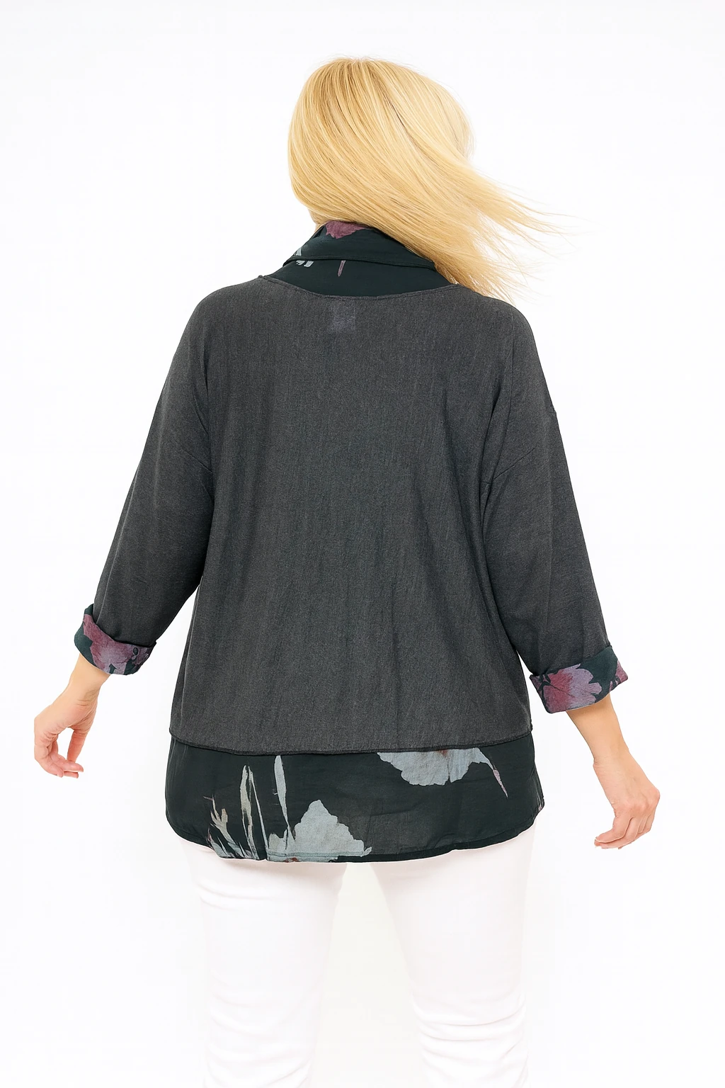 İtalyan Fularlı 3'lü Takım Bluz - ANTRASİT