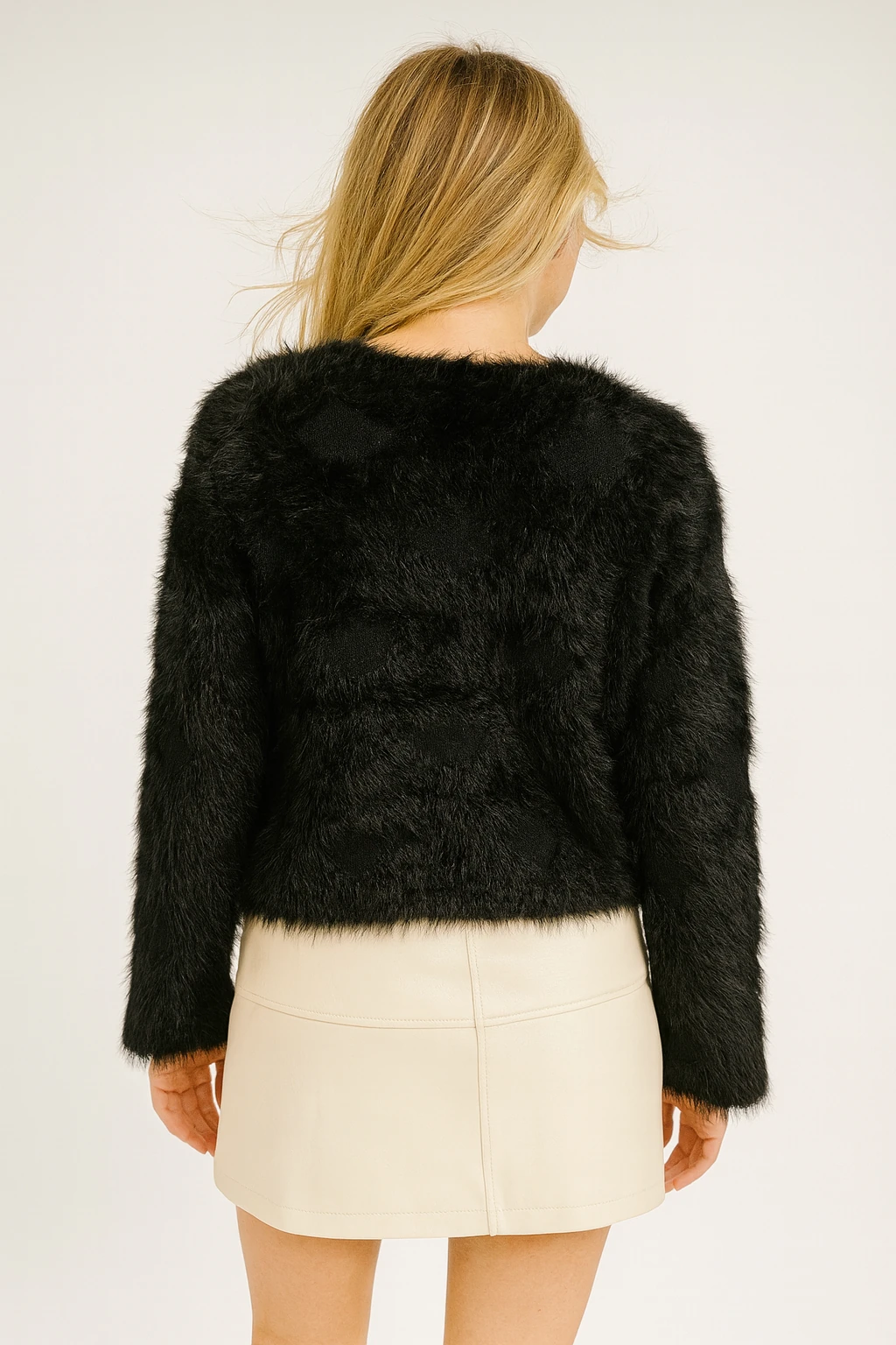 İtalyan Özel Tasarım Angora Bluz - SİYAH