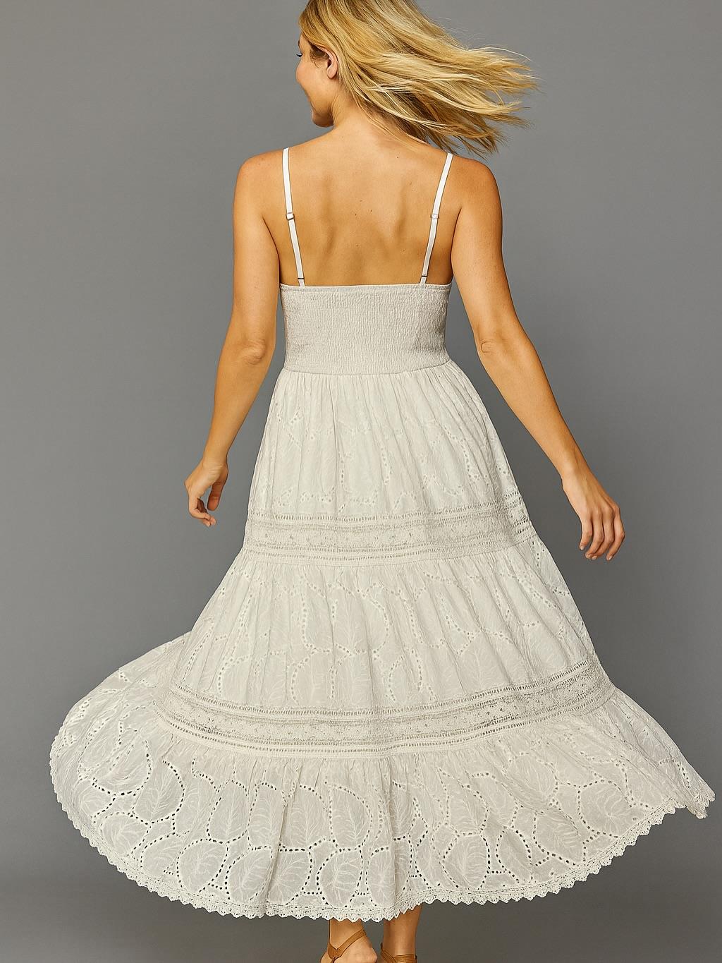 İtalyan Dantel Ponponlu Elbise - BEYAZ