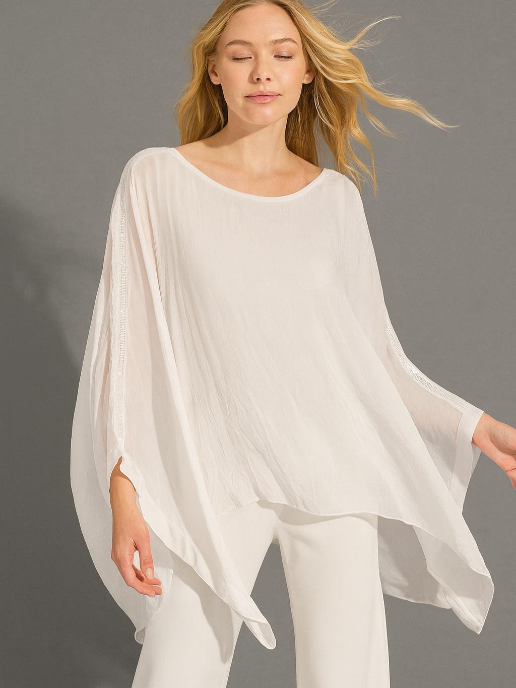 İtalyan İpek Bluz - BEYAZ