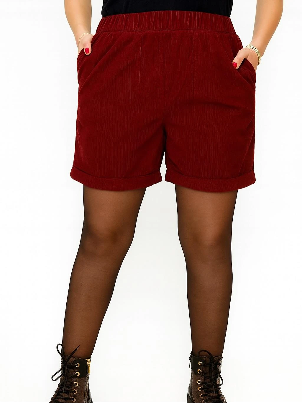 İtalyan Kadife Şort - BORDO