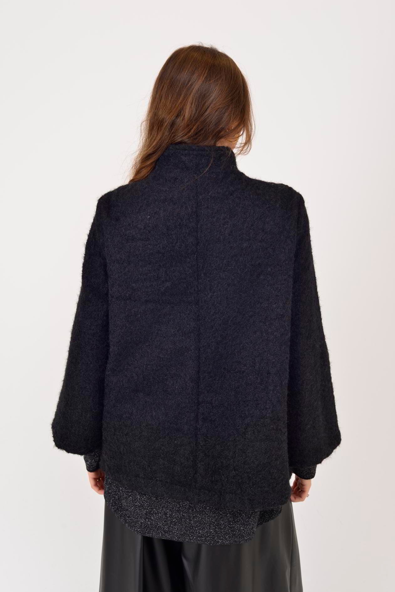 İtalyan Düğme Detaylı Keçe Ceket - SİYAH