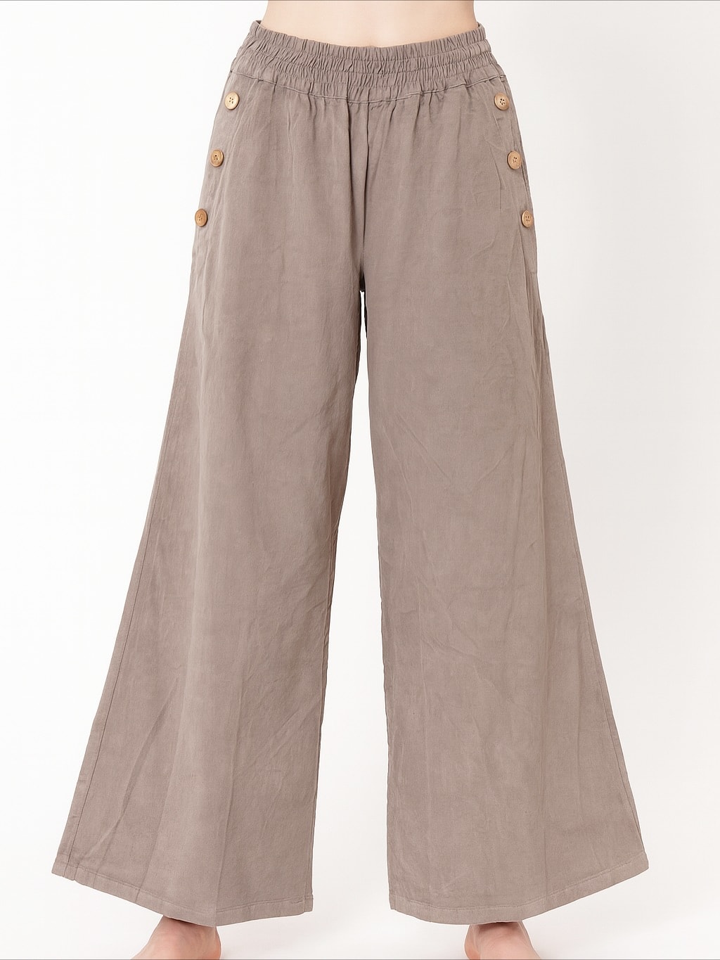 İtalyan Geniş Paça Kadife Pantolon - VİZON