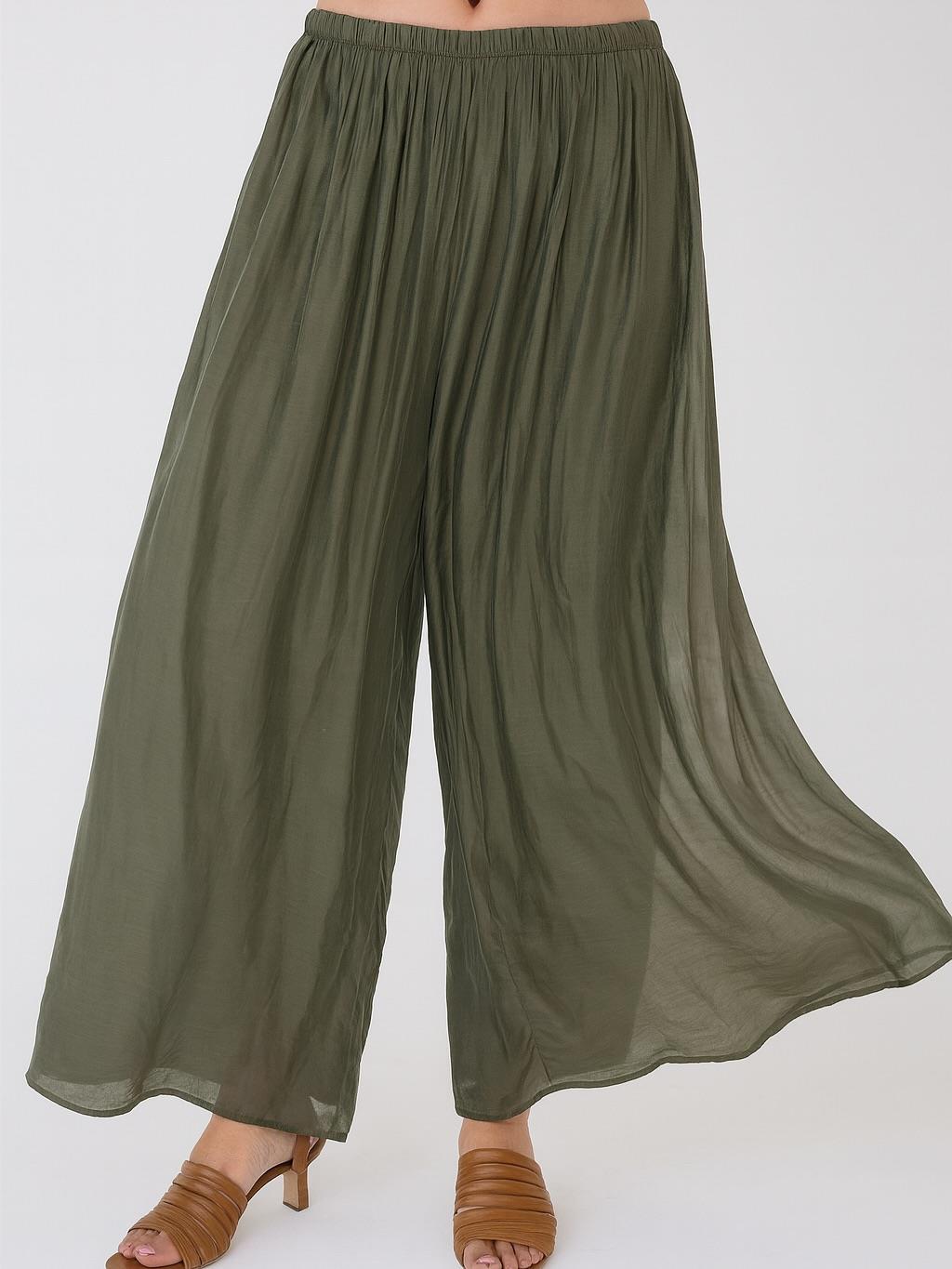 İtalyan İpek Pantolon - ASKERİ YEŞİL