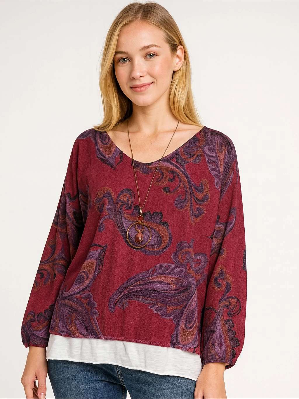 İtalyan İkili Desenli Triko Takım - BORDO