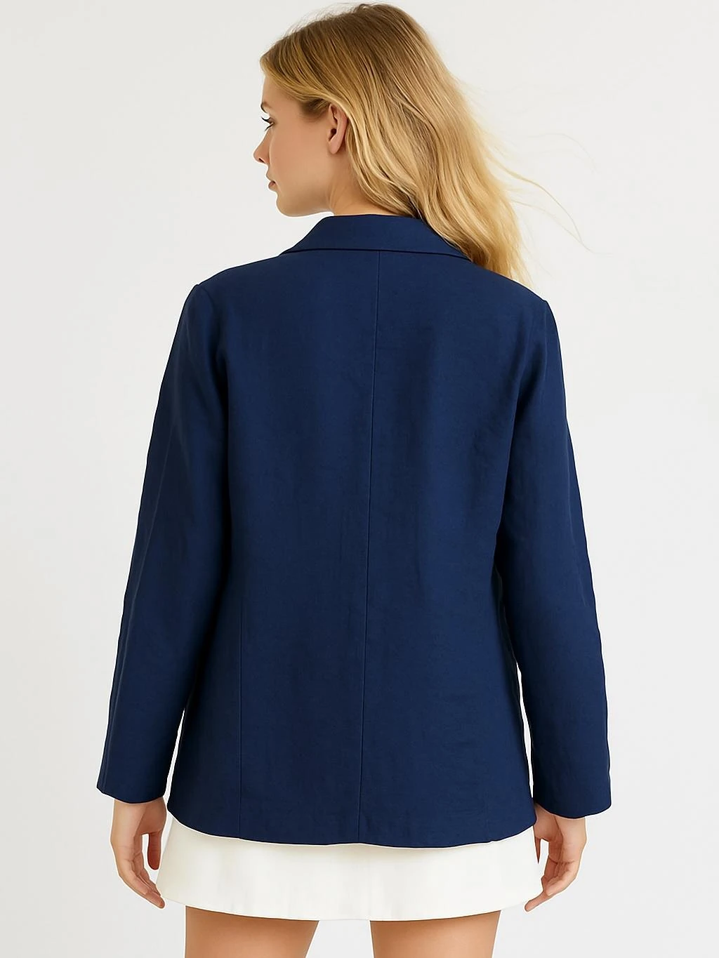 İtalyan Keten Düğmeli Ceket - LACİVERT