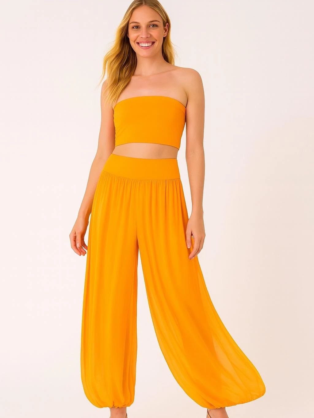 İtalyan İpek Pantolon - MANDALİNA