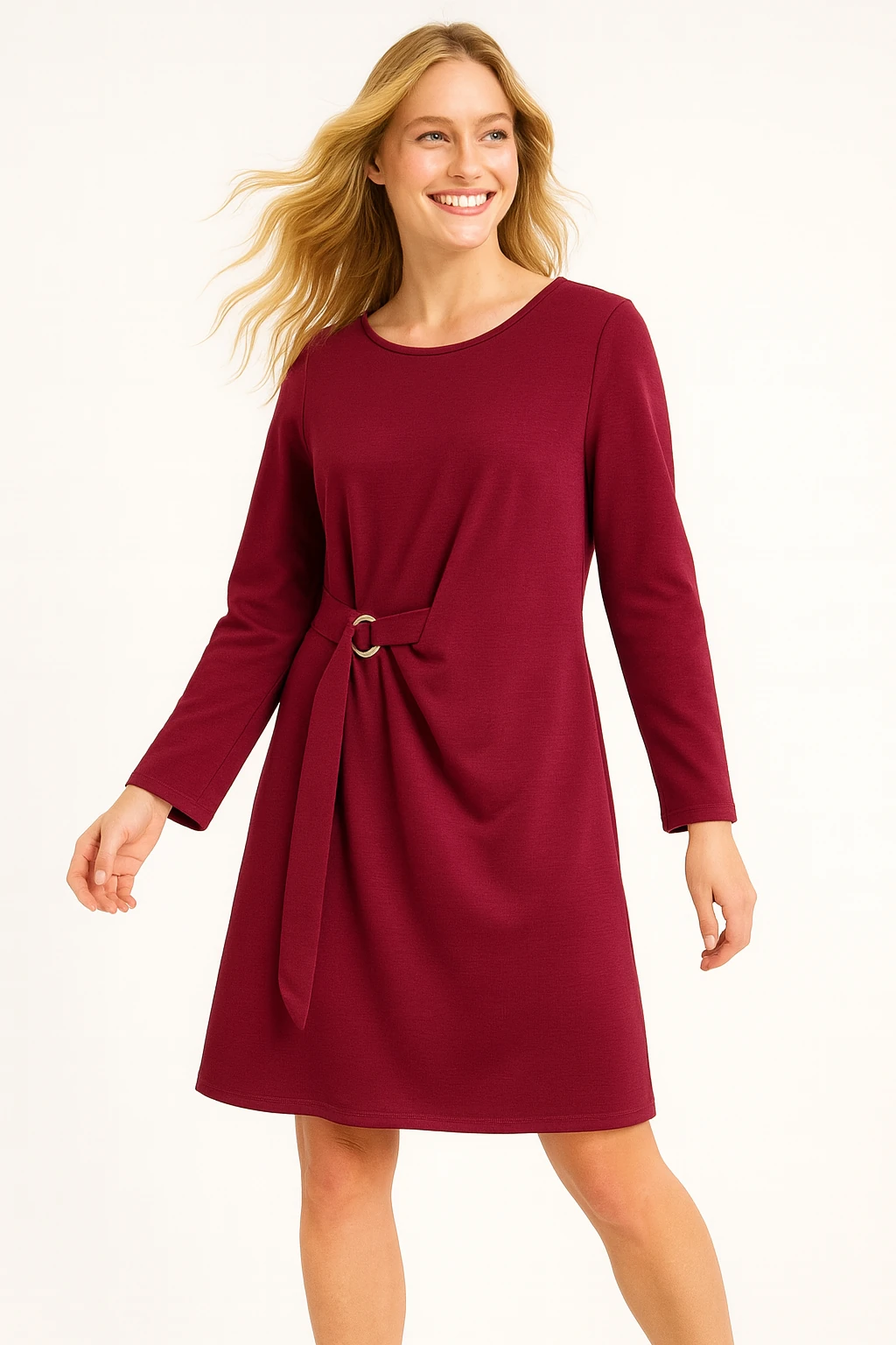 İtalyan Tasarım Saten Elbise - BORDO