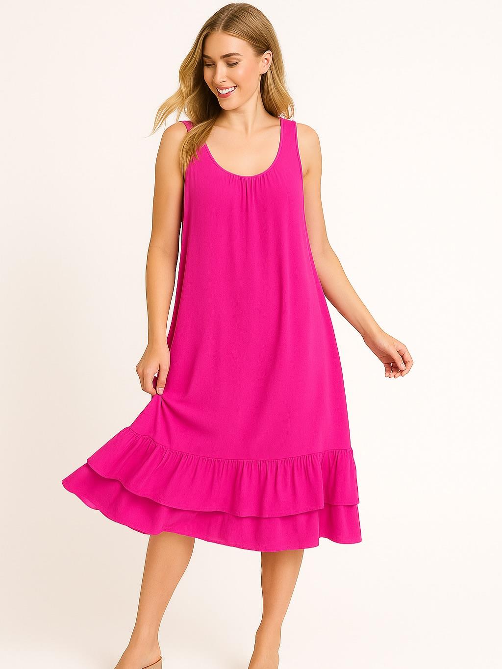 İtalyan Pamuklu Elbise - FUŞYA