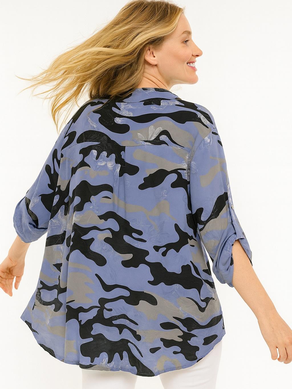 İtalyan Kamuflaj Desen Gömlek - MAVİ