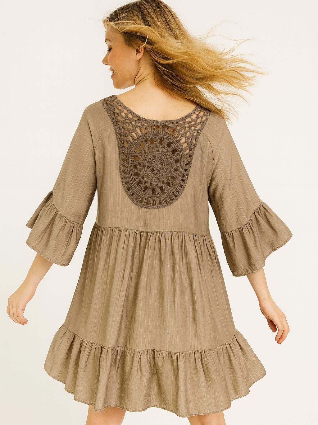 İtalyan Pamuklu Elbise - KAHVERENGİ