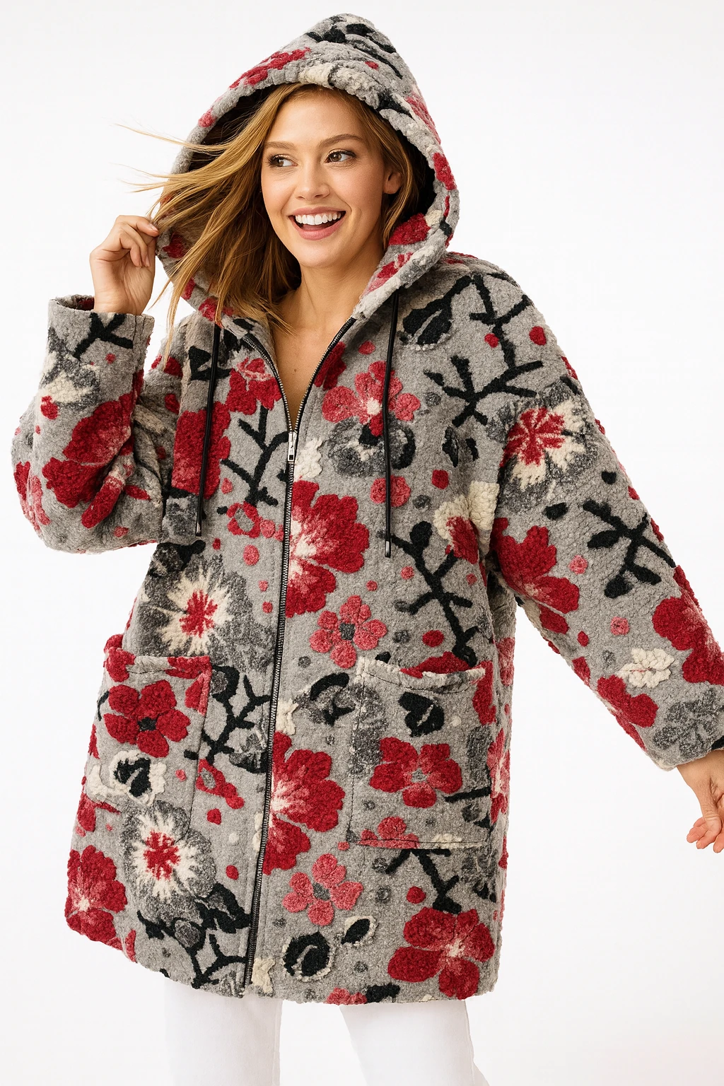 İtalyan Fermuarlı Keçe Kaban - GRİ