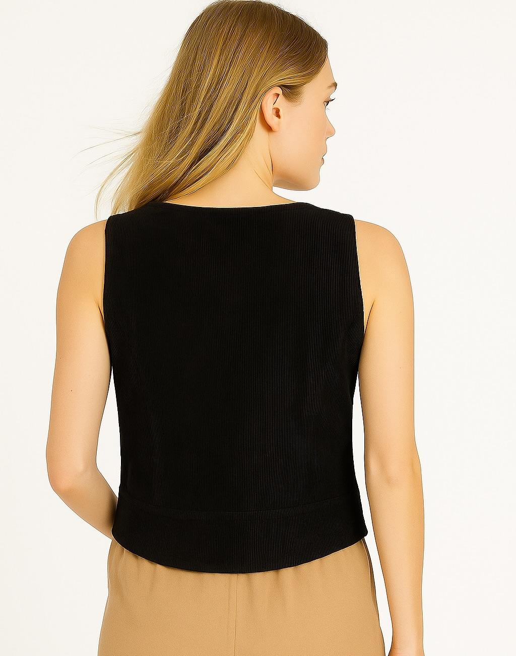 italyan Kısa Kadife Yelek - SİYAH