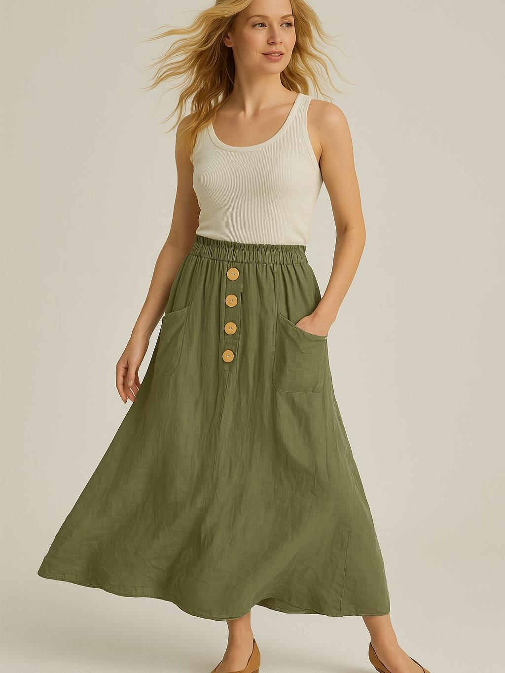 İtalyan Keten Etek - HAKİ