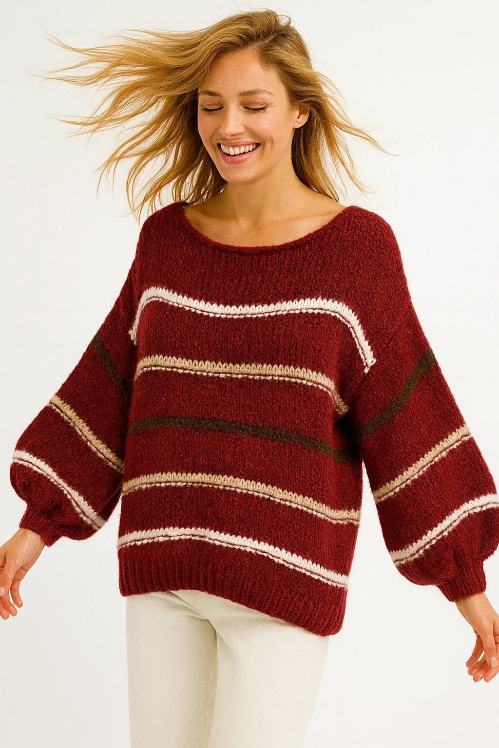 İtalyan Çizgili Kazak - BORDO