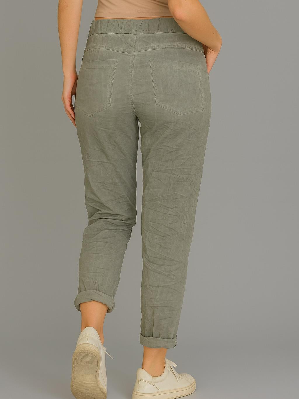 İtalyan Lepoar Desenli Likralı Pantolon - HAKİ