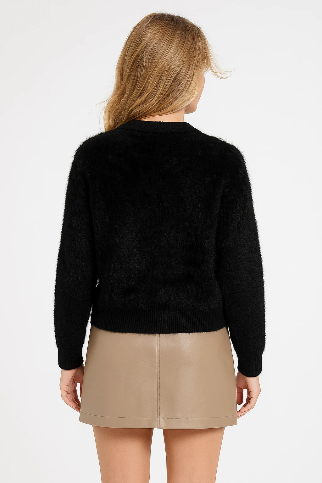 İtalyan Özel Tasarım Angora Ceket - SİYAH