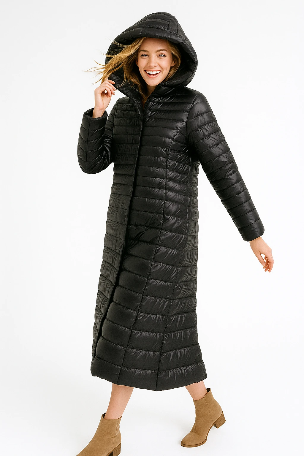 İtalyan Kapüşonlu Mont - SİYAH